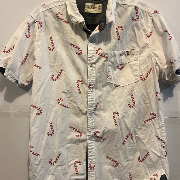 Free Planet Other - Free Planet White and Red Casual Button Down Shirt Xmas, candy cane